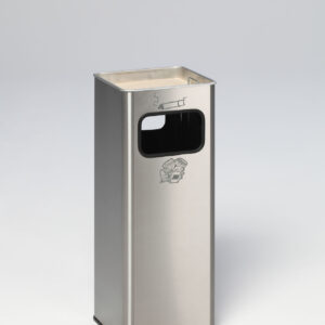 VAR Abfallsammler & Ascher B 26 R aus Edelstahl – Abfallbehälter mit abgerundeten Ecken, 32/53/96 Liter, Ascherschale aus Aluminium, Kombi-Ascher für Innenbereiche