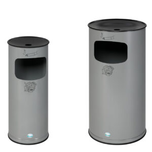 VAR H 71 K Stand-Ascher mit Abfallsammler 44 L – verzinkt & pulverbeschichtet, inkl. Inneneinsatz, Löschkopf schwarz – Farben: Weiß, Rot, Anthrazit, Enzianblau, Lichtgrau, Silber, Edelstahl