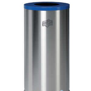 VAR Wertstoffsammelgerät WS 70 – 70 L Edelstahl-Abfalltrenner mit pulverbeschichtetem Deckel in Gelb, Anthrazit oder Enzianblau (RAL) | robust & pflegeleicht | ideal für Mülltrennung & Recyclingstationen