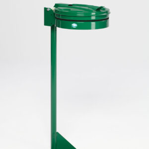 VAR Standgerät Müllsackständer mit Metall-Deckel für 120 Liter Abfallsäcke – pulverbeschichteter, elektrolytisch verzinkter Stahl, Müllsackhalter, Farben: Grün, Blau, Rot, Gelb, mit Inneneinsatz