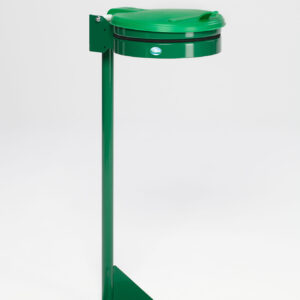 VAR Standgerät Müllsackständer mit Kunststoff-Deckel für 120 Liter Abfallsäcke – pulverbeschichteter Stahl, Müllsackhalter, Farben: Grün, Blau, Rot, Gelb, mit Inneneinsatz