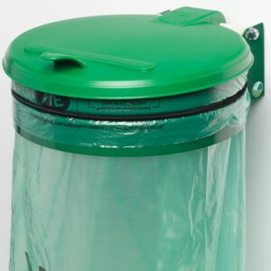 VAR Wandgerät Müllsackständer mit Kunststoff-Deckel – Wertstoffsammler 70-120 L, pulverbeschichteter Stahl, Müllsackhalter mit Fußpedal für effiziente Mülltrennung & Abfallentsorgung