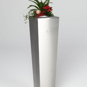 VAR Ascher H 110 mit Aschereinsatz und Pflanzeneinsatz, 1,4 Liter, pulverbeschichtet, mit Inneneinsatz, ohne Schloss – Standaschenbecher, Korpus elo.-verzinkt, Farbe: antik-silber / tiefbraun / Edelstahl