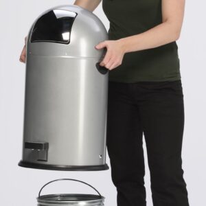 VAR Abfallsammler 22 L mit Fußpedal | Einwurfklappe aus Edelstahl | weiß, silber, schwarz, rot, Edelstahl | mit Inneneinsatz | verzinktes Stahlblech | für Innenbereiche