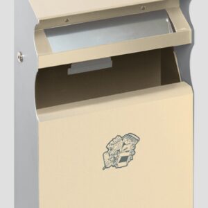 VAR Wandascher WH 63 – Edelstahl Kombi-Ascher & Abfallsammler 15 L, Wandmontage, mit Zylinderschloss & Inneneinsatz – Elfenbein, Anthrazit, Enzianblau, Silber, Moosgrün