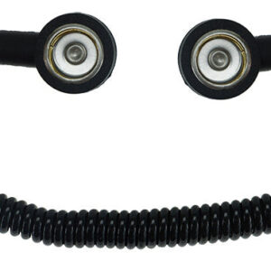 ESD Spiralkabel 2 Mohm, 2,4 m, 3/10 mm Druckknopf, schwarz – flexibles Antistatik-Spiralkabel, geprüft nach BGI 818:2001