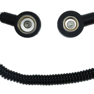 ESD Spiralkabel, 1 Mohm, schwarz, 1,8 m, 3/10 mm Druckknopf – hochelastisches Antistatik-Kabel, geprüft nach BGI 818