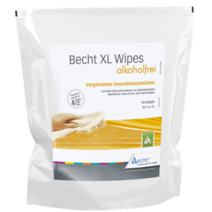 Alkoholfreie Flächendesinfektionstücher Becht XL Wipes 90 große vorgetränkte Vliestücher für Wischdesinfektion & Reinigung