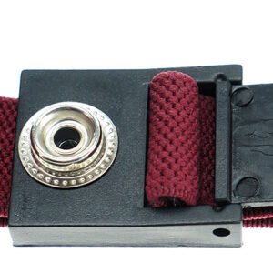 ESD Armband Stoff, 10 mm Druckknopf, rot – verstellbar, waschbar mit Carbon & Silberfasern, geprüft nach BGI 818