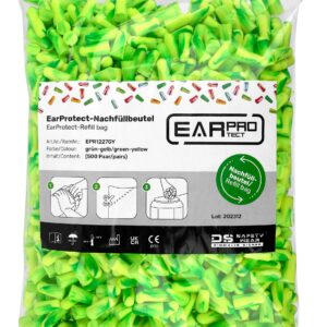 EarProtect Ohrstöpsel-Nachfüllbeutel, grün/gelb, PU, 37 dB, VE 1 = enthält 500 Paar