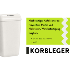 Green Hygiene® Abfalleimer mit Deckel 23L 50% Recycling Plastik 25% Holzreste 25% Kunststoff