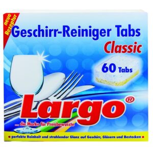 LARGO Classic Geschirr-Reiniger Tabs – 60 Tabs à 18 g mit zusätzlichem Klarspüler und Salz
