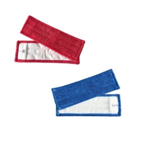 Mikrofaser Mop „Kobold“ Blau Rot mit Hochleistungs-Mikrofaser inkl. Wasserspeicher-Depot + extra dichte Mikrofaser-Schlingen