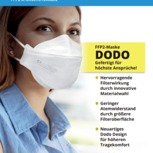 Premium FFP2 Maske Dodo in 20er Box für Apotheken, Industrie und Handwerk