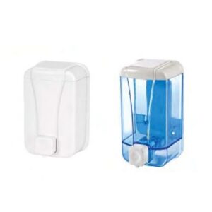 Seifenspender Wandmontage aus Kunststoff weiß blau transparent Systemspender für Flüssigseife
