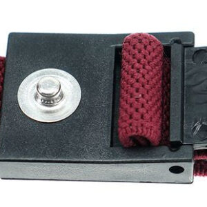 ESD Armband Stoff, 3 mm Druckknopf, rot – ultraleicht, verstellbar, waschbar mit Silber-Carbon-Fasern, geprüft nach BGI 818