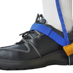 ESD Fersenband mit Klettverschluss, blau/gelb – für flache Schuhe, 1 Mohm, individuell verstellbar und wiederverwendbar