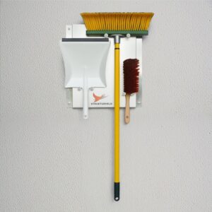 Strukturheld® Industry Garten Set – Krallenbesen-System (40 cm) mit Kunststoffborsten + Teleskopstiel gelb (80–140 cm) + Kehrschaufel für Außenreinigung auf Pflaster, Rasen & Split