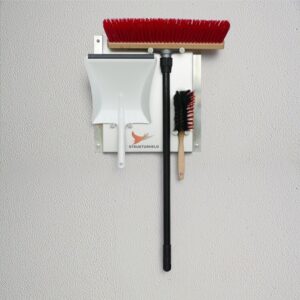 Strukturheld® Industry Rot Set – Straßenbesen mit roten Elaston-Borsten (40 cm) + Teleskopstiel schwarz (80–140 cm) & Kehrschaufel für robuste Außenreinigung auf Beton, Asphalt & Pflasterflächen