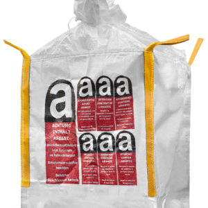 ProSafe Big Bag 90x90x110 cm, beschichtet, mit Schürze, Warndruck: Asbest, SWL 1000 kg, 350 Stück pro Palette