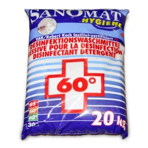B2B Sanomat Desinfektionswaschmittel Desinfektionsmittel 60°C chemothermische Desinfektion gemäß RKI/VAH; VAH/RKI A+B Listung 20 kg | Textilreinigung im Gesundheitswesen | in Kliniken und Pflegediensten