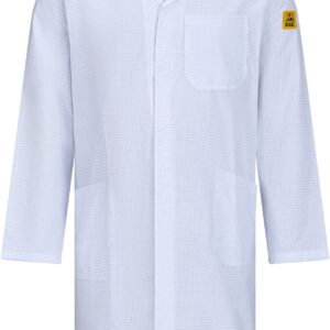 ESD-Arbeitsmantel EcoLine 140 g/m² weiß leitfähiges Garn 3/4 Länge DIN EN 61340-5-1