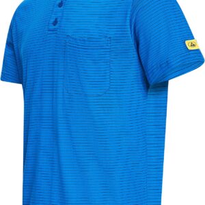 ESD-Poloshirt 150 g/m² mit Brusttasche blau DIN EN 61340-5-1 Ableitwiderstand 10⁵–10⁷ Ohm