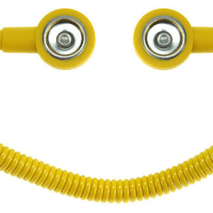 ESD Spiralkabel 1 Mohm 1,8 m 10/10 mm Druckknopf gelb geprüft BGI 818:2001