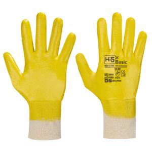 Hi5 X Basic Handschuhe 4121X – Nitril komplett getaucht mit Strickbund, Interlock-Futter, hoher Komfort, abriebfest, guter Griff, für Industrie, Bau, Landwirtschaft, VE 120 Paar