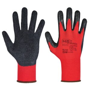 Hi5 X Basic Handschuhe 3131X – 15G Polyester mit latexbeschichteter Handfläche, weich, elastisch, hohe Fingerfertigkeit, rutschfest, für Montage, Logistik, Bau & Garten, VE 120 Paar