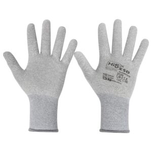 Hi5 X ESD Handschuhe 13G Carbon/Spandex – ohne PU-Beschichtung, elektrostatisch leitfähig, hoher Komfort & Flexibilität, ideal für Elektronik, Reinraum, Präzision, VE 120 Paar