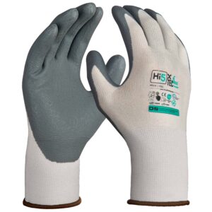 Hi5 X Flexitec Handschuhe 4121X recycelt – 15G Polyester/Elasthan mit Nitril-Mikroschaumbeschichtung, abriebfest, atmungsaktiv, Touchscreen-kompatibel, VE 120 Paar