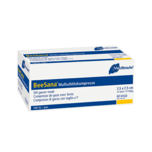 Meditrade BeeSana Mullschlitzkompresse unsteril 8-fach 7,5 x 7,5 cm - Wundversorgung | Größe 7,5 x 7,5 cm | 100 Stück/Paket