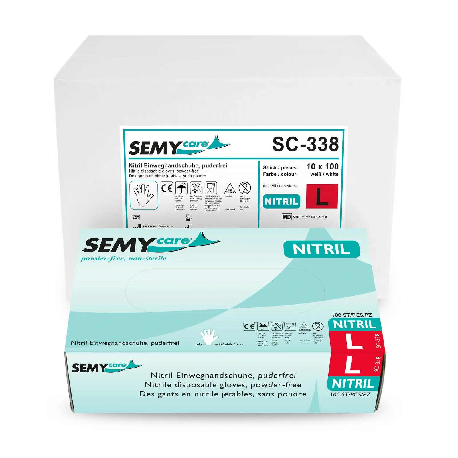 B2B Nitril-Einweghandschuhe | Latexfrei | weiß, puderfrei, texturiert, Rollrand | EN 455; 10 x 100 Stück | für Tests in Einrichtungen wie Arztpraxen & Kliniken B2B Nitril-Einweghandschuhe | Latexfrei | weiß, puderfrei, texturiert, Rollrand | EN 455; 10 x 100 Stück | für Tests in Einrichtungen wie Arztpraxen & Kliniken