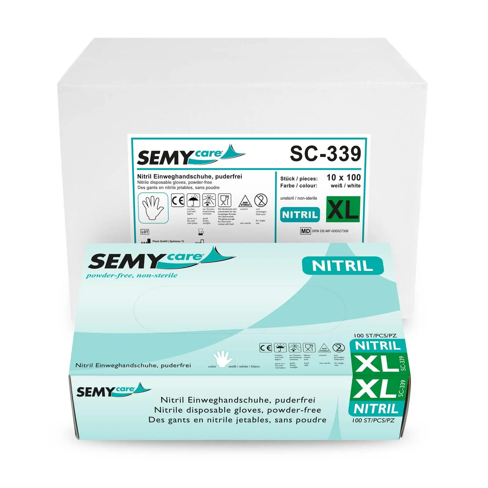 B2B Nitril-Einweghandschuhe | Latexfrei | weiß, puderfrei, texturiert, Rollrand | EN 455; 10 x 100 Stück | für Tests in Einrichtungen wie Arztpraxen & Kliniken B2B Nitril-Einweghandschuhe | Latexfrei | weiß, puderfrei, texturiert, Rollrand | EN 455; 10 x 100 Stück | für Tests in Einrichtungen wie Arztpraxen & Kliniken