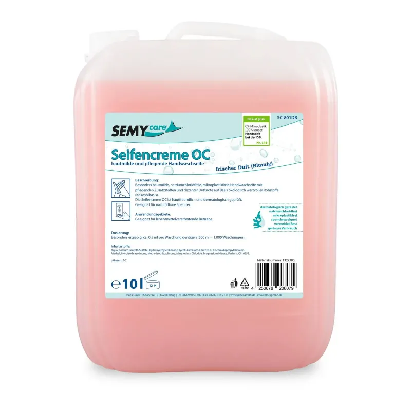 Hautmilde pflanzliche Hndwaschseife 10 Liter Kanister B2B Seifencreme aus pflanzlichen Rohstoffen hautmilde natriumchloridfrei 10 L Kanister | für ergiebige Handreinigung in Lebensmittelverarbeitung wie zum Beispiel Kantinen, Großküchen, Werkstätten