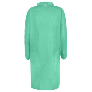 PP-Einwegkittel, 28 g/m², grün, mit Kragen, Armgummi & 4 Druckknöpfen, leicht, CE Kategorie I, 50 Stück