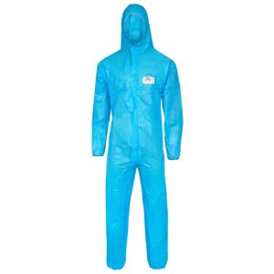 ProSafe® 1 Schutzoverall, SMMS-Material, blau, atmungsaktiv, antistatisch, Typ 5+6, mit Kapuze, Gummizug an Armen, Beinen & Taille, CE Kategorie III, VE: 50 Stück