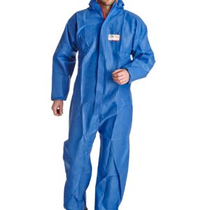 ProSafe® 1FR Schutzoverall, flammhemmend, blau, EN 14116 zertifiziert, atmungsaktiv, antistatisch, Typ 5+6, mit Kapuze, CE Kategorie III, VE: 50 Stück