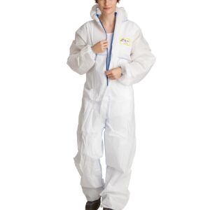 ProSafe®LIGHT SMS Overall antistatisch weiß, 3-lagiges SMS-Material, antistatisch, CE Kat. III Typ 5, 6, Kapuze, Arm-, Bein-, Taillengummis, außenliegende Nähte, VE 50 Stück