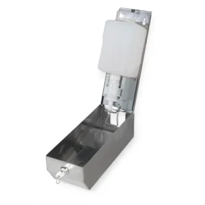 B2B Seifenspender aus Edelstahl gefertigt, Nachfüllbar, Füllstandsanzeige, 1000 ml, 102x286x90 mm | Krankenhäuser, Arztpraxen, Pflegeeinrichtungen | in stark frequentierten Sanitärbereichen