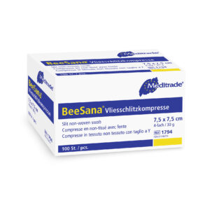 Meditrade BeeSana Vliesschlitzkompresse - steril, 6-fach, 10 x 10 cm - Wundversorgung | Größe 10 x 10 cm | 50 Stk/Pkg, 28 Pkg/Karton